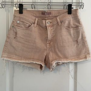 7 For All Mankind Blush Denim Distressed Shorts-29